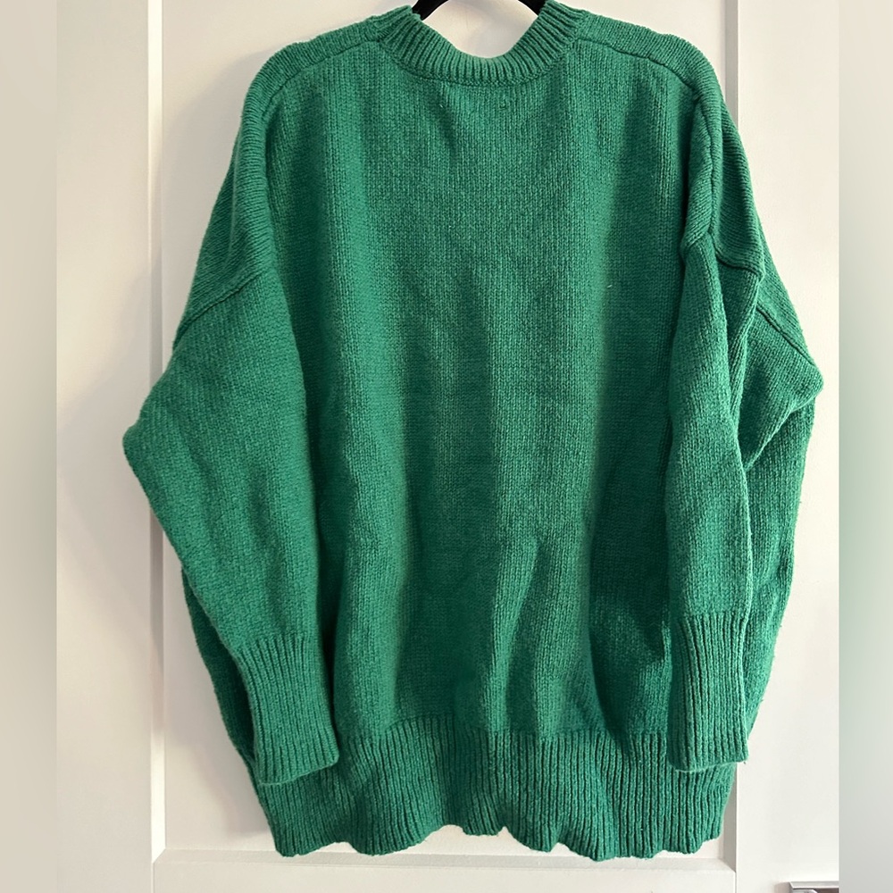 Zara Knit Snoopy Peanuts Merry Sweater Green Medium - Picture 9 of 10
